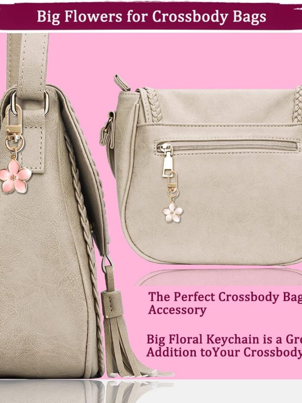 Cute Flower keychains for Women, Aesthetic Keychain Charms, Bag & Purse Charms f - Picture 3 of 6